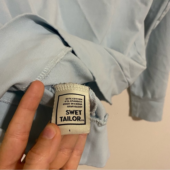 Swet Tailor Ice Blue Long Sleeve Workout Top size Large - Picture 9 of 9